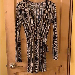 Geometric navy and cream romper